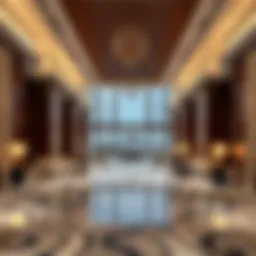 Luxurious interior lobby of Radisson Blu Marina Dubai