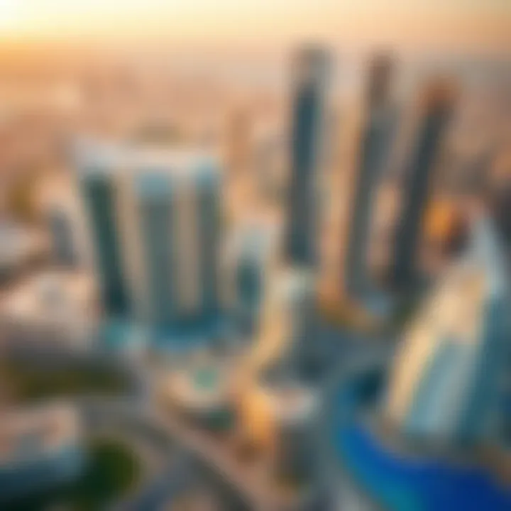Dubai's Luxurious Skyline Aerial view of Dubai's skyline showcasing luxury developments