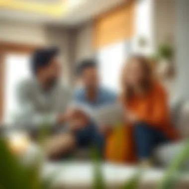 Exploring Home Options in Dubai A family happily discussing their new home options