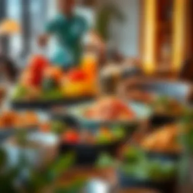 Culinary Diversity in Dubai Lifestyle A beautifully arranged table with diverse food options representing the lifestyle in Dubai
