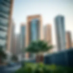 Architectural features of a modern metroplex in Dubai