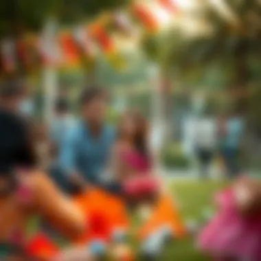 Families enjoying a public event in a park