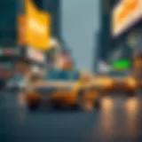 Dubai taxi standing at a bustling city street