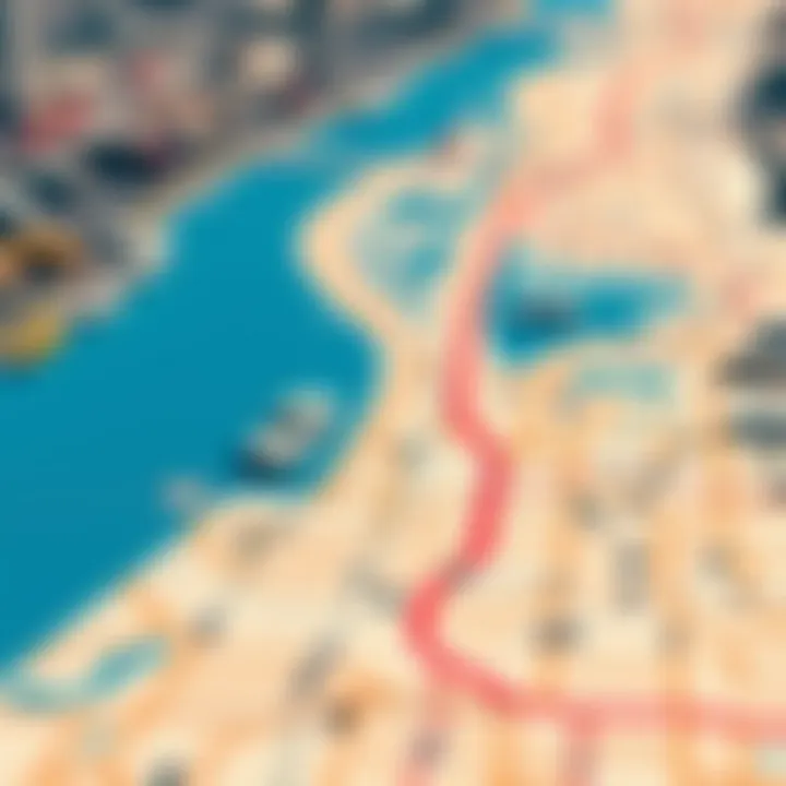 Navigating Dubai's taxi routes Map of Dubai highlighting taxi routes