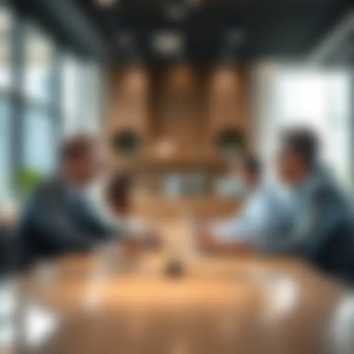 Strategic Discussions Among Agents Meeting between real estate agents discussing strategies