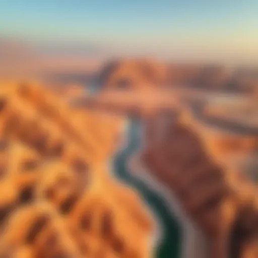 Aerial view of Wadi Al Safa showcasing its unique landscape