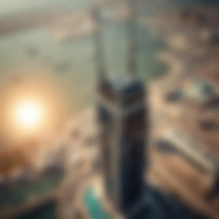 Breathtaking Aerial Perspective of West Bay Tower Aerial view of West Bay Tower showcasing its architectural design