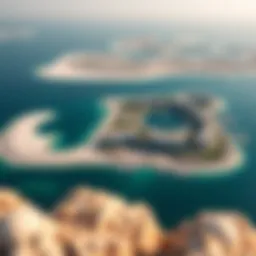 Aerial view of Zuha Island showcasing its pristine beaches and luxurious developments