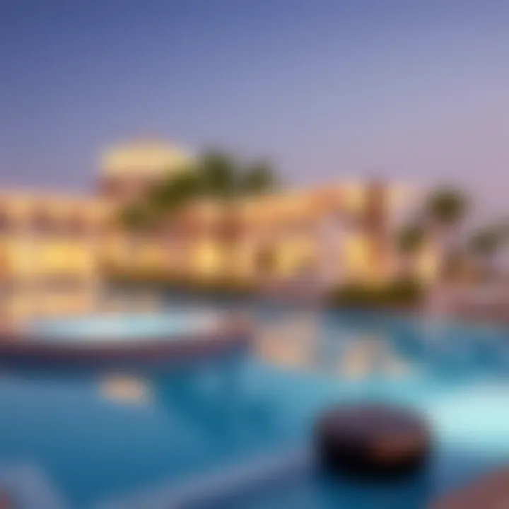 Luxurious Amenities of Zuha Island Luxurious amenities available on Zuha Island including pools and recreational areas